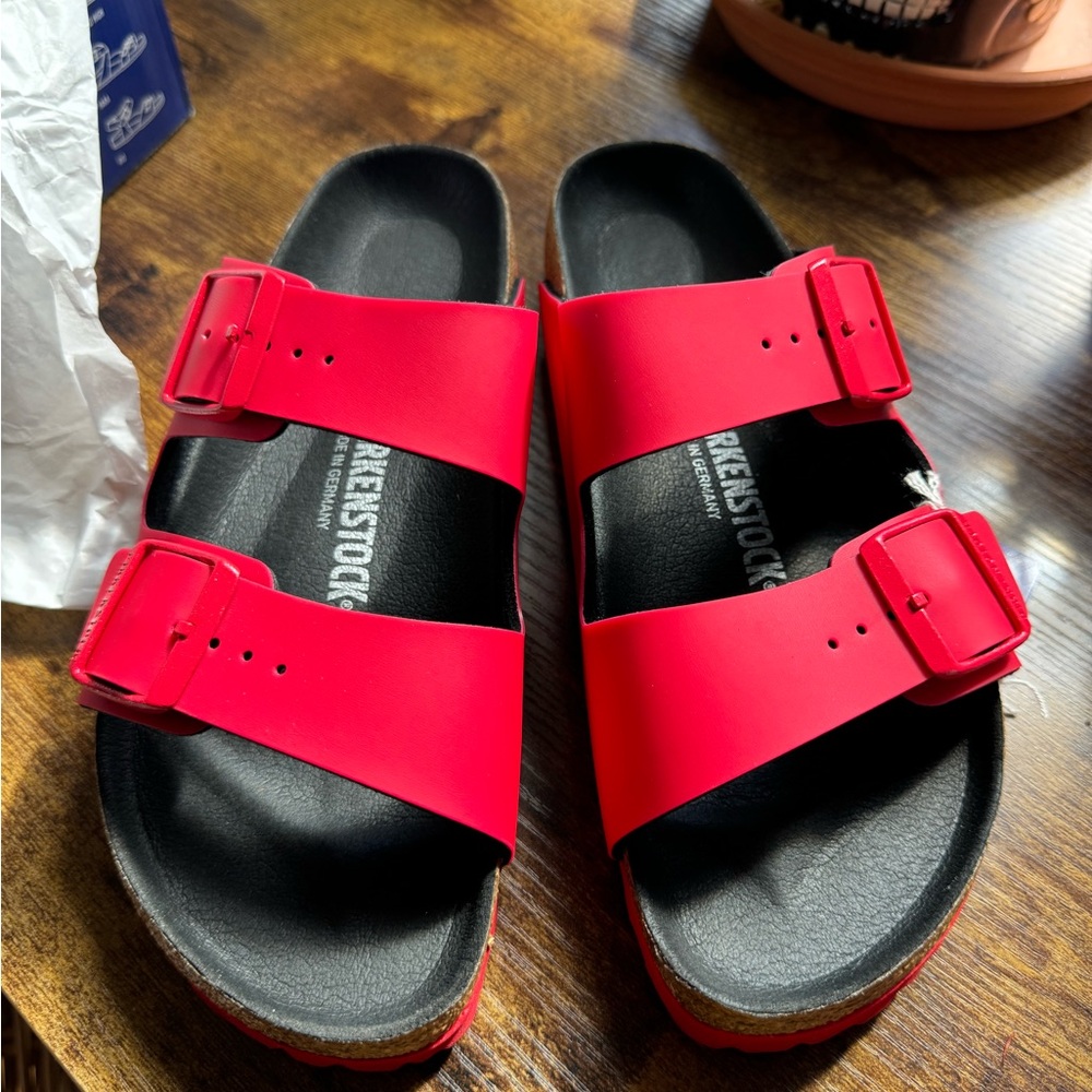 Birkenstocks, Birko-Flor Icy Active Red, EU size 40 Narrow